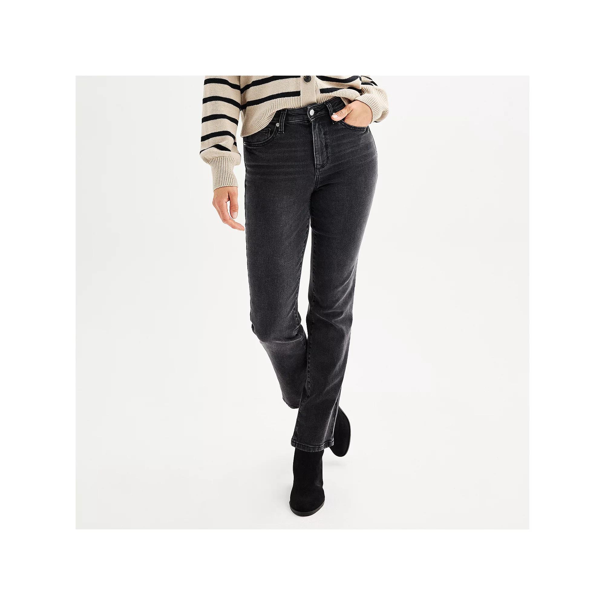 Women's Sonoma Goods For Life® High Rise Straight Jeans, Size: 10 LONG, Black Wash Product Image