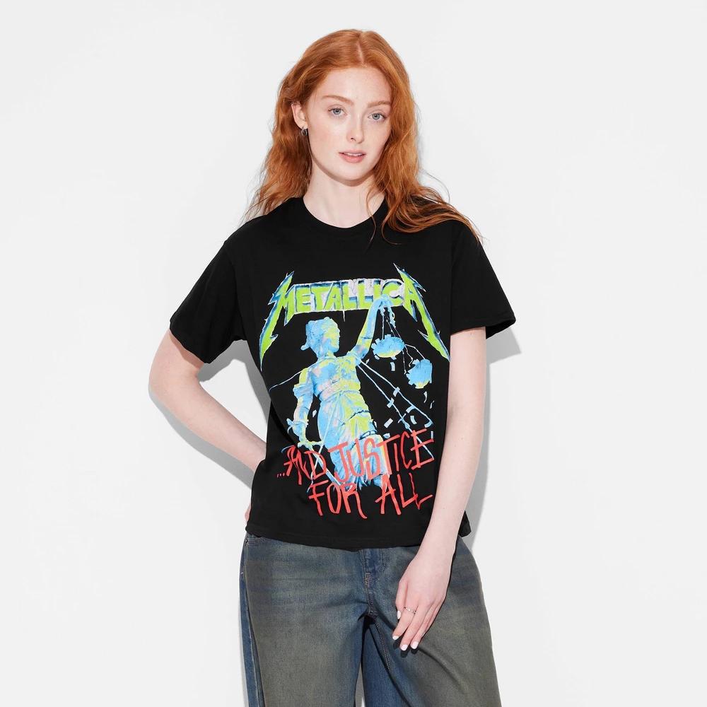 Womens Metallica Short Sleeve Graphic T-Shirt - Black 2X: Cotton Knit, Crew Neck, Plus Size Product Image