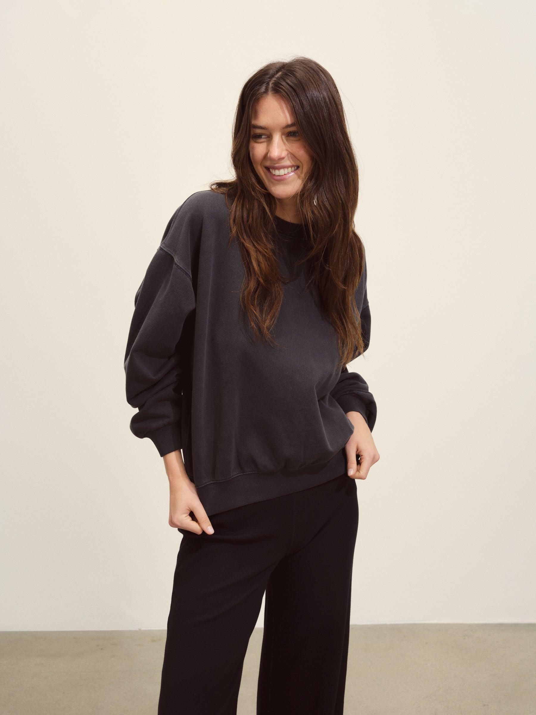 Soft Black Venice Wash Vintage Interloop Oversized Crew Product Image