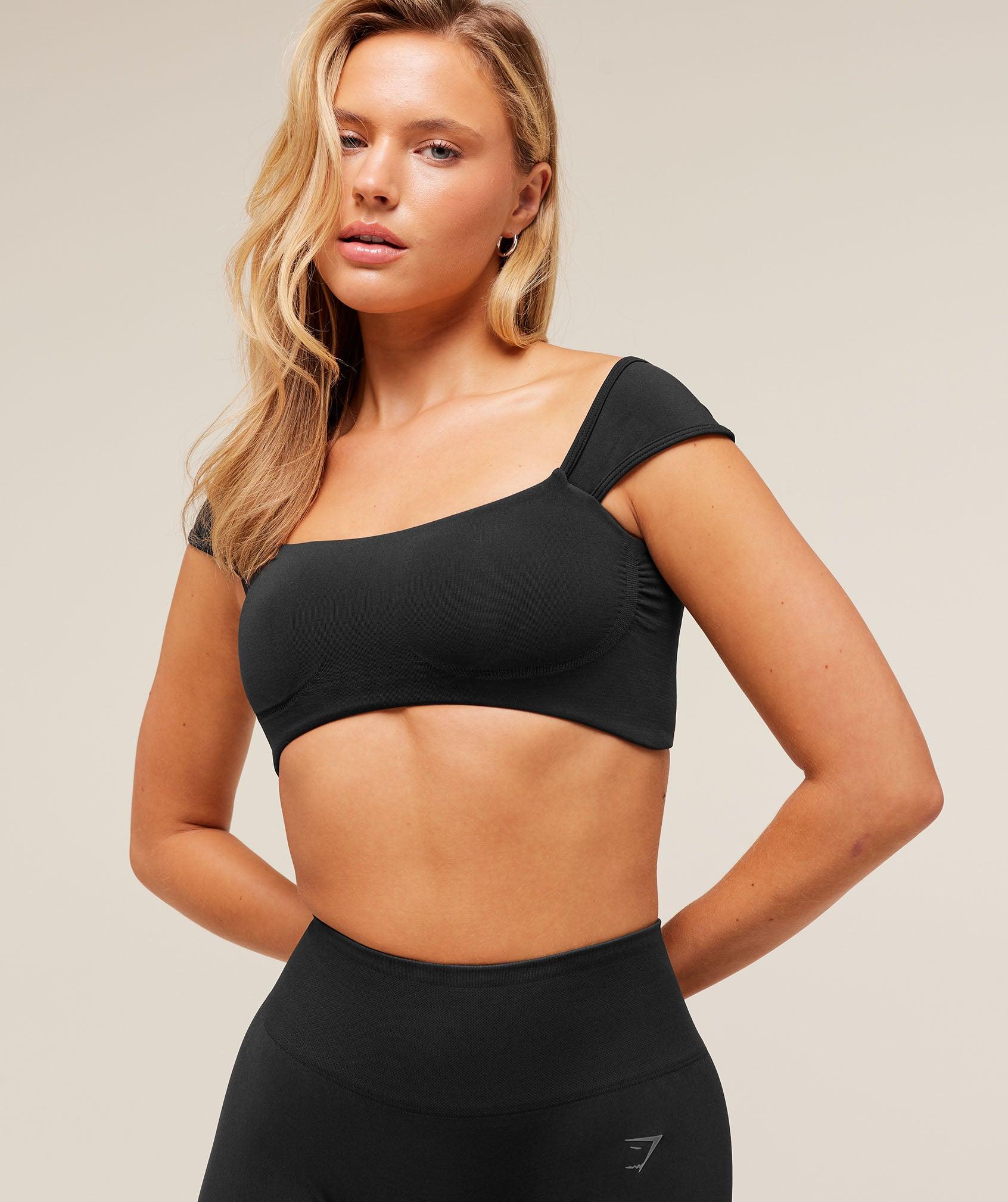 Gymshark Soft Sculpt Cap Sleeve Bralette - Black Female Product Image