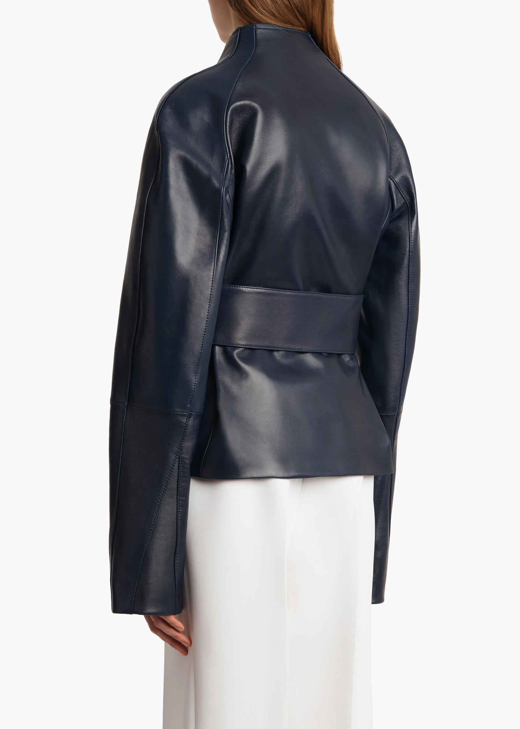 Edith Jacket in Dark Navy Leather Product Image