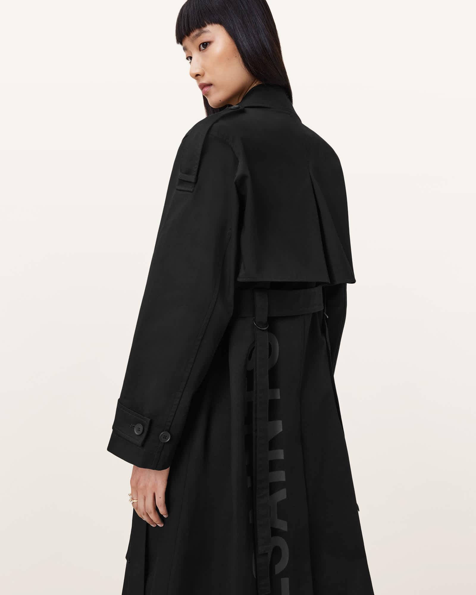Cadence Relaxed Fit Trench Coat Black | ALLSAINTS US Product Image
