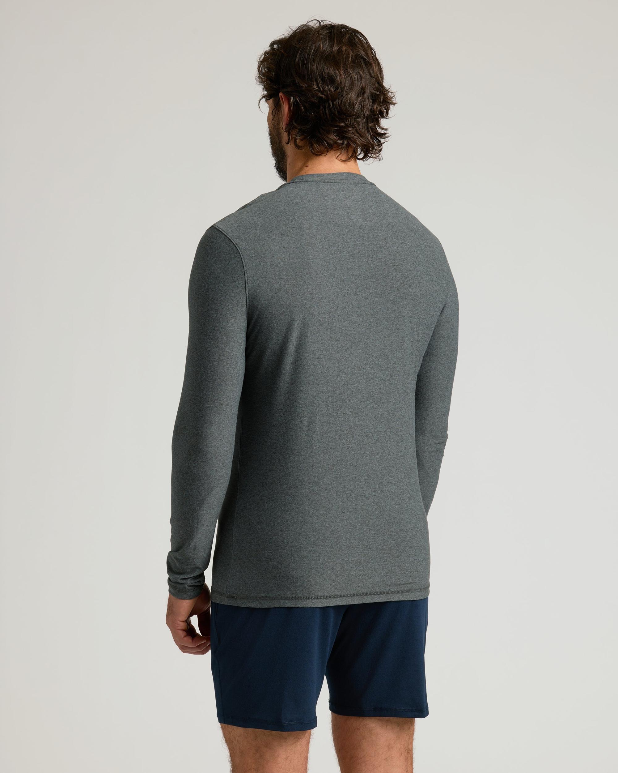 Charcoal Heather Gray Active Long Sleeve Crew T-Shirt Product Image