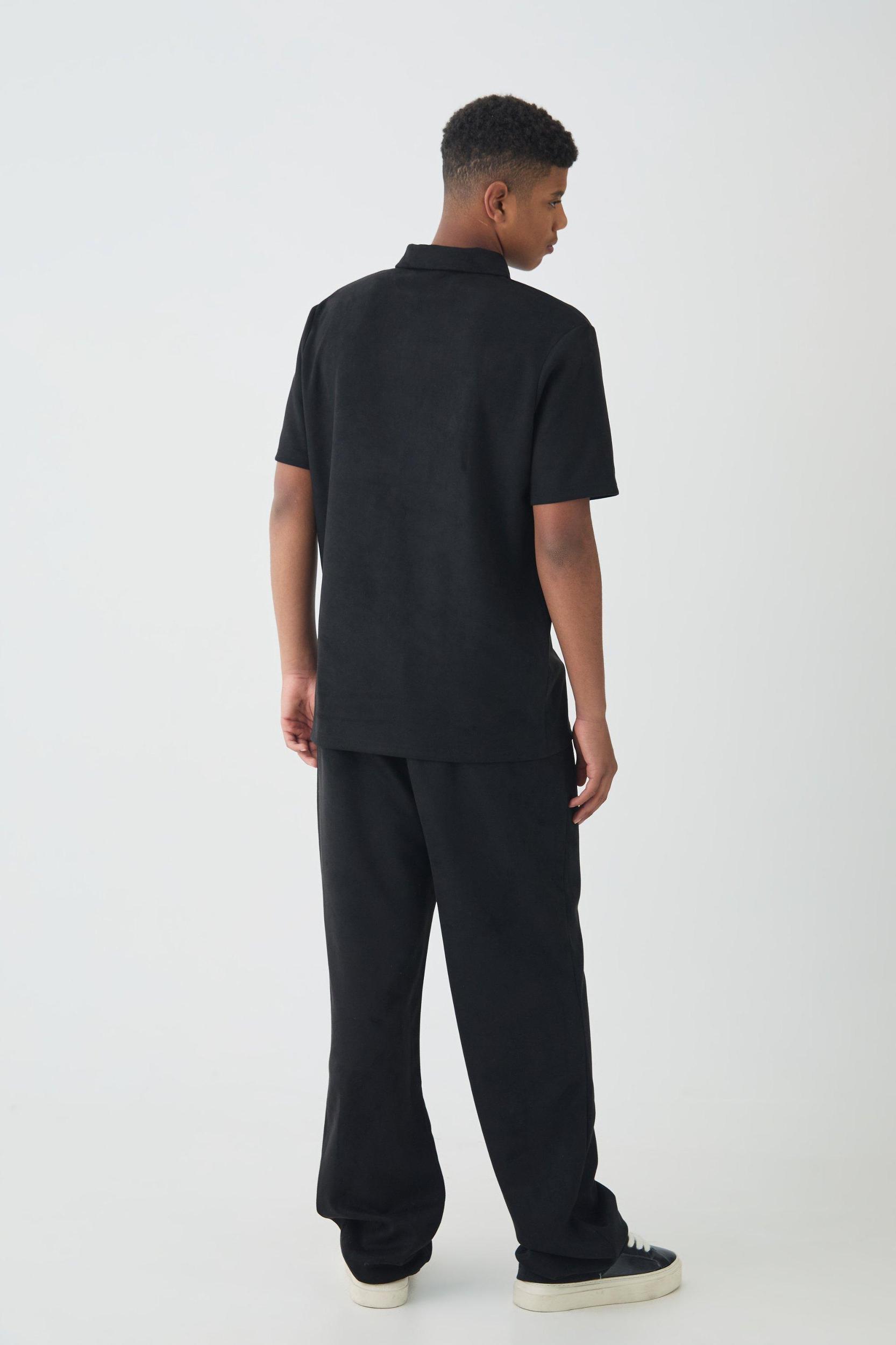 Tall Slim Faux Suede Polo | boohooMAN USA Product Image