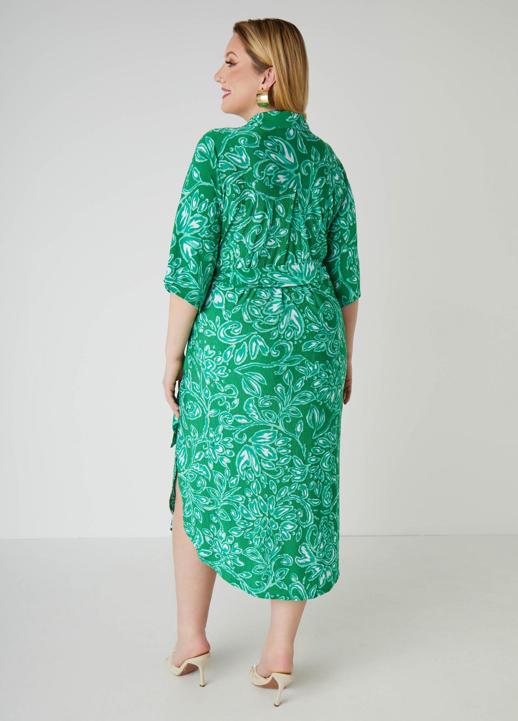 Textured Floral Print Shirtdress Product Image