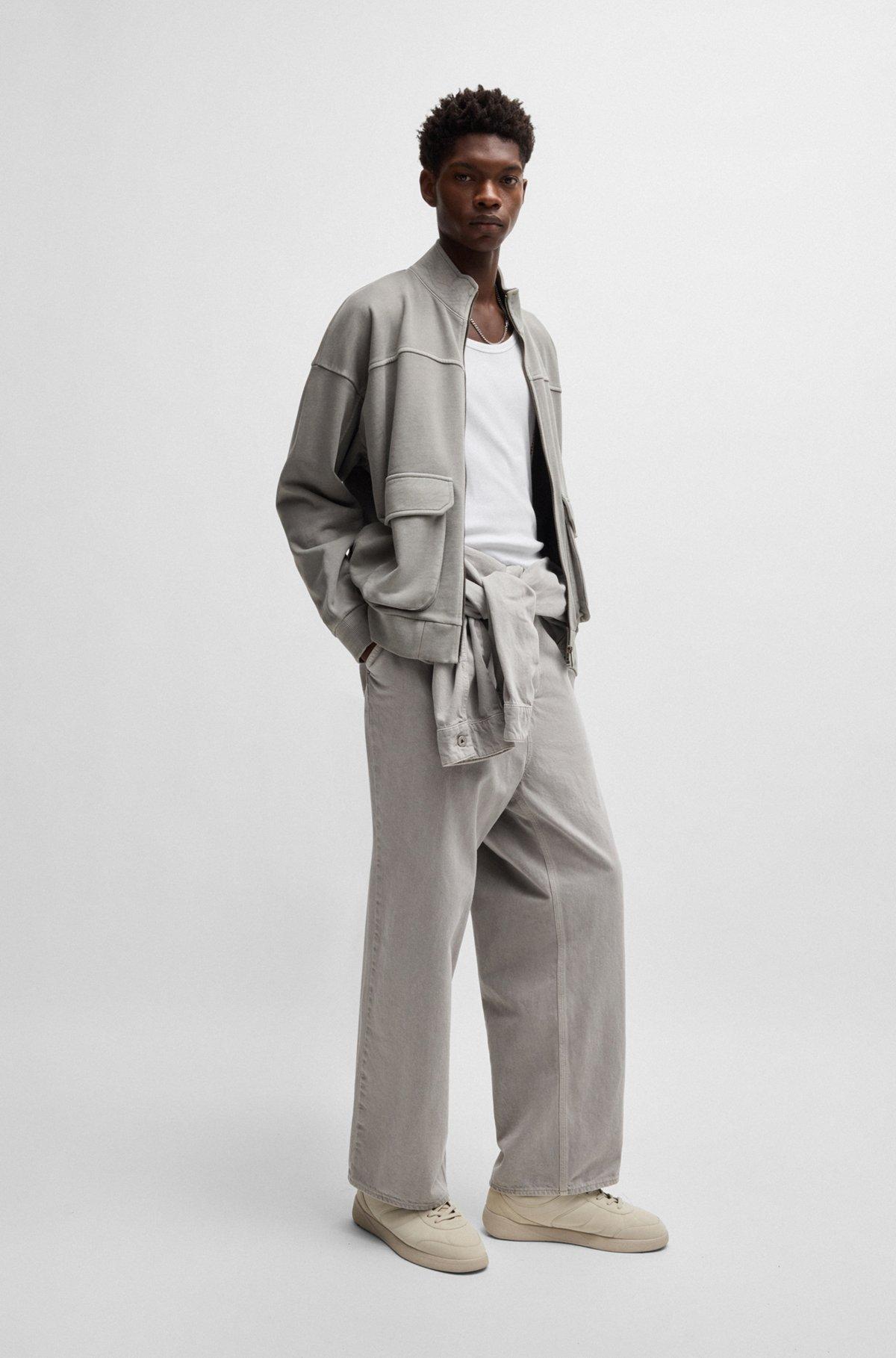 Cotton-terry sweatshirt with topstitched seams Product Image