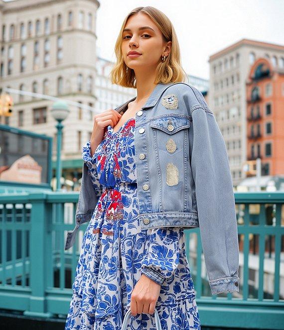 C&V Chelsea & Violet Brushed Distressed Denim Jacket Product Image