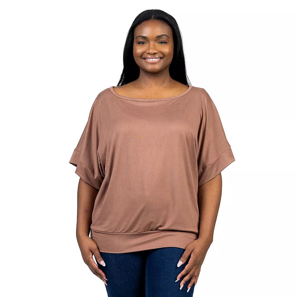 Plus Size 24Seven Comfort Apparel Short Sleeve Dolman Top, Women's, Size: 3XL, Green Product Image