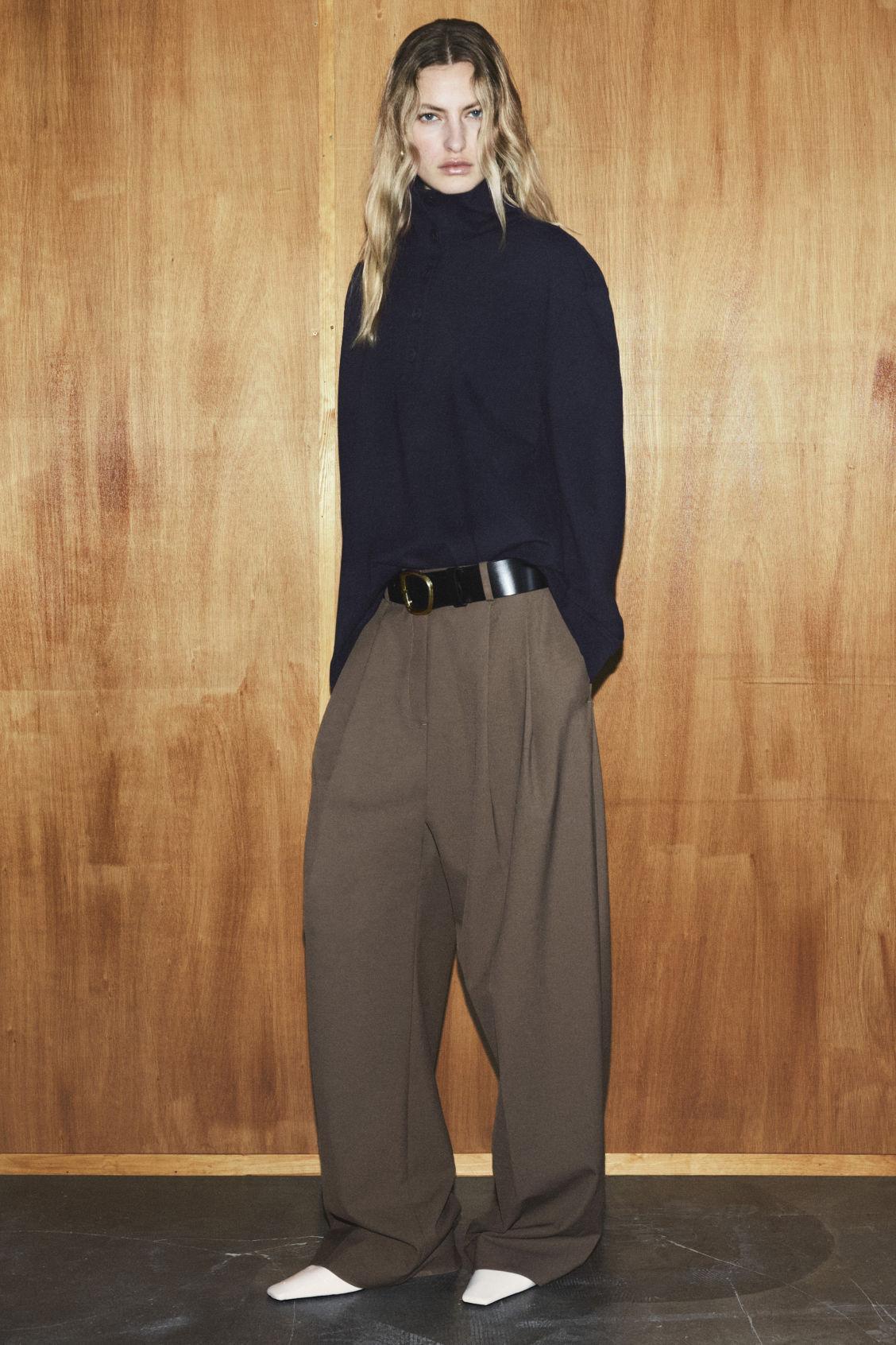 RELAXED TWILL WIDE-LEG PANTS Product Image
