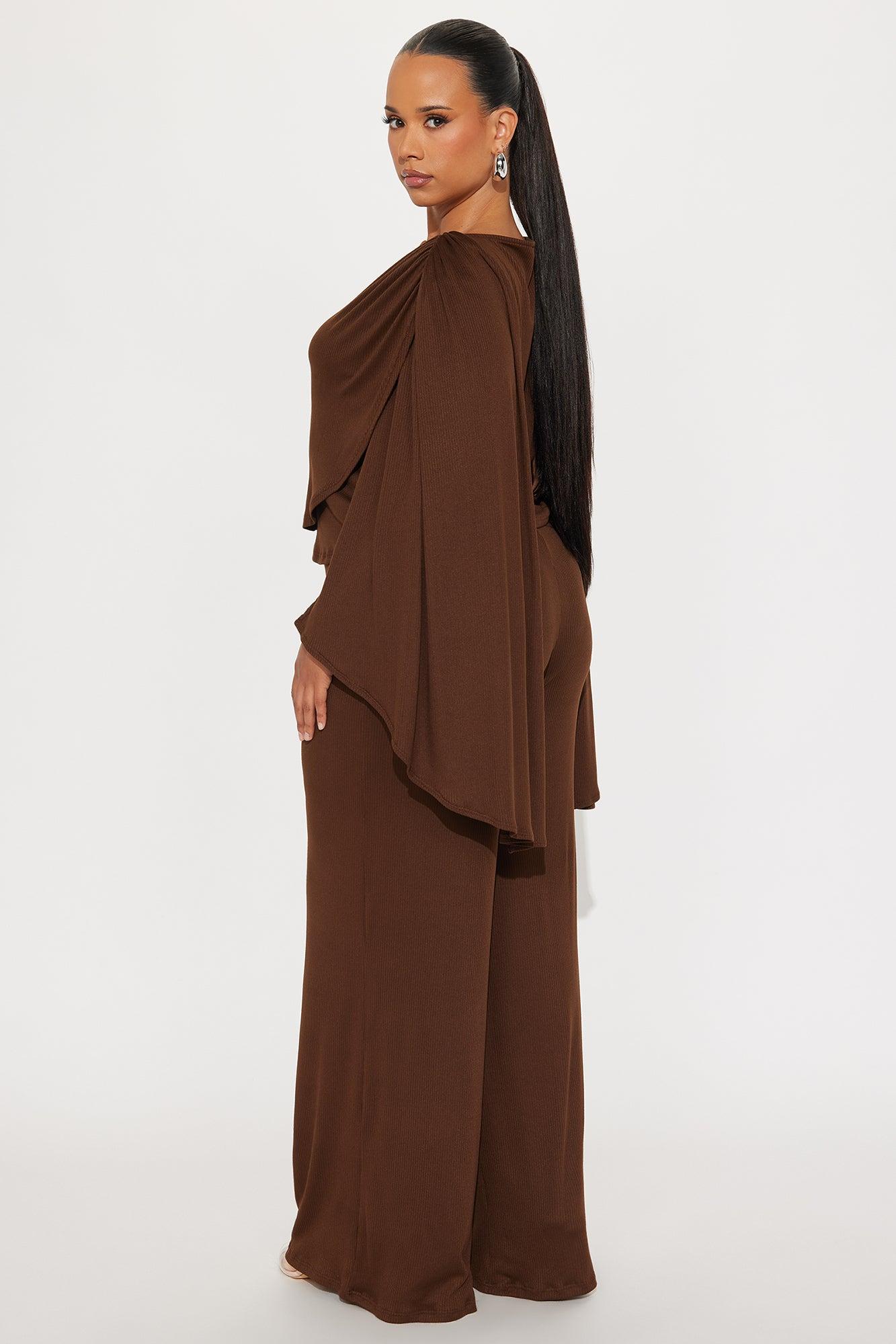 Everly Draped Pant Set - Chocolate Female Product Image
