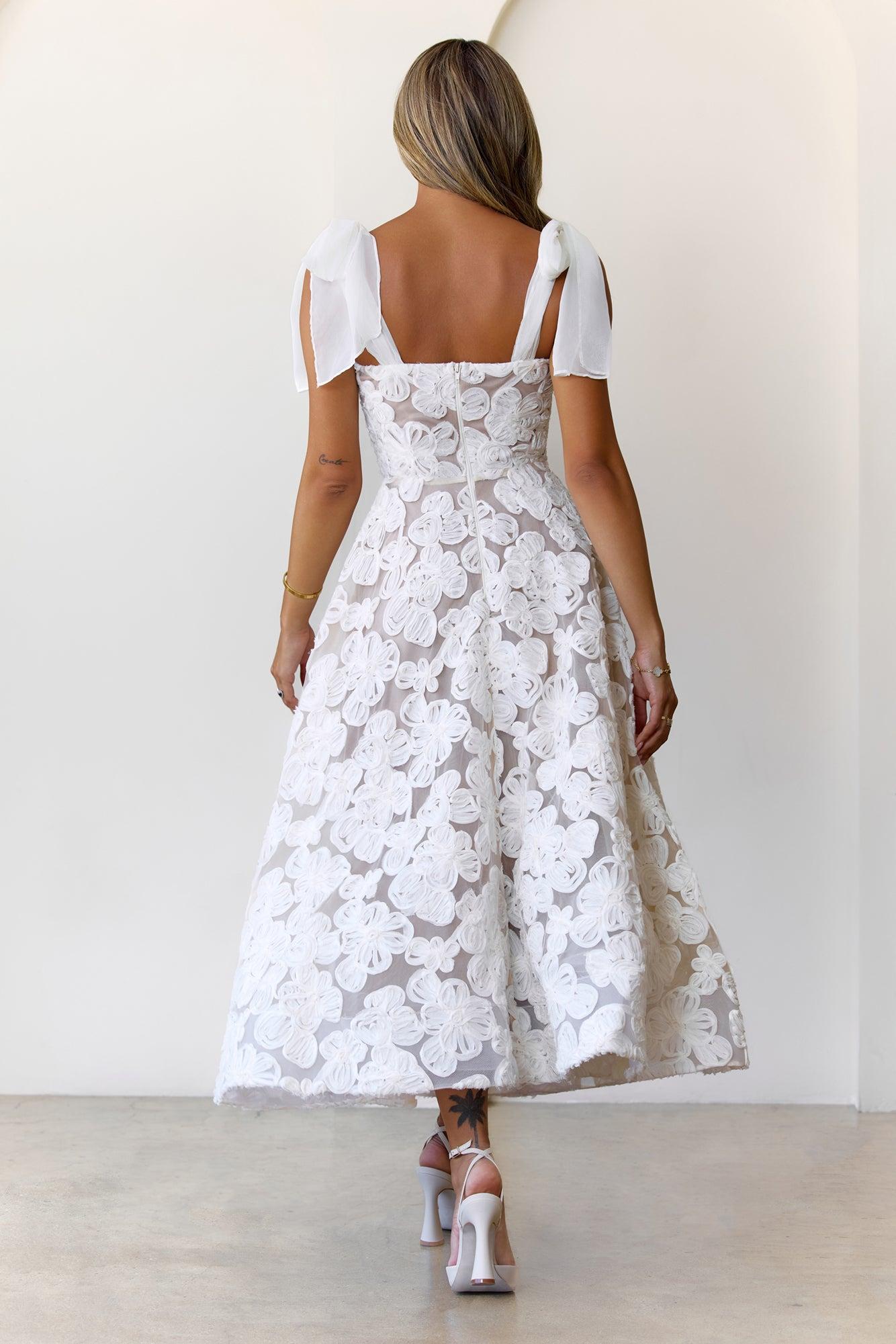 Petal Poise Midi Dress White Product Image