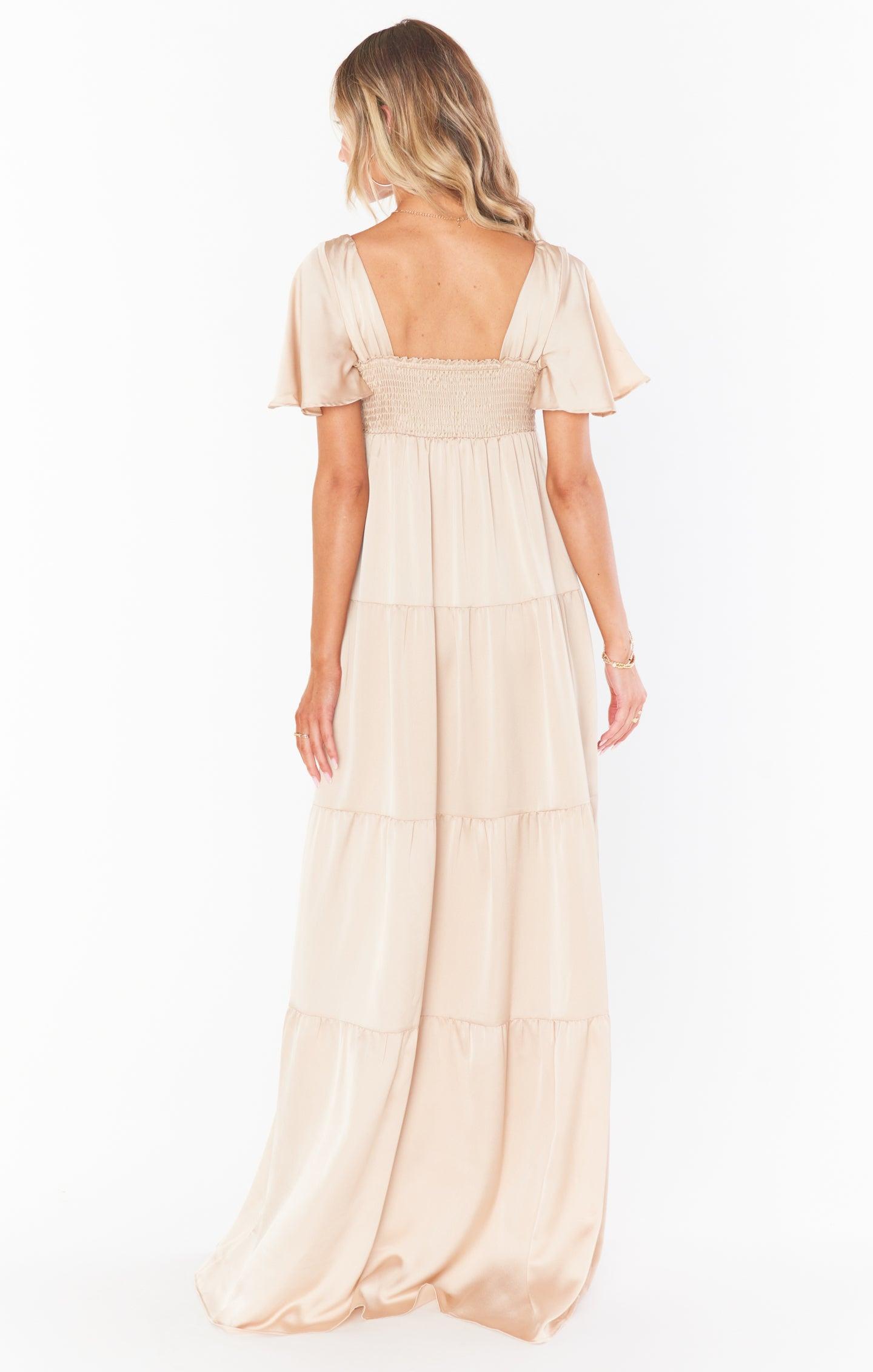 Nicole Maxi Dress ~ Champagne Luxe Satin Product Image