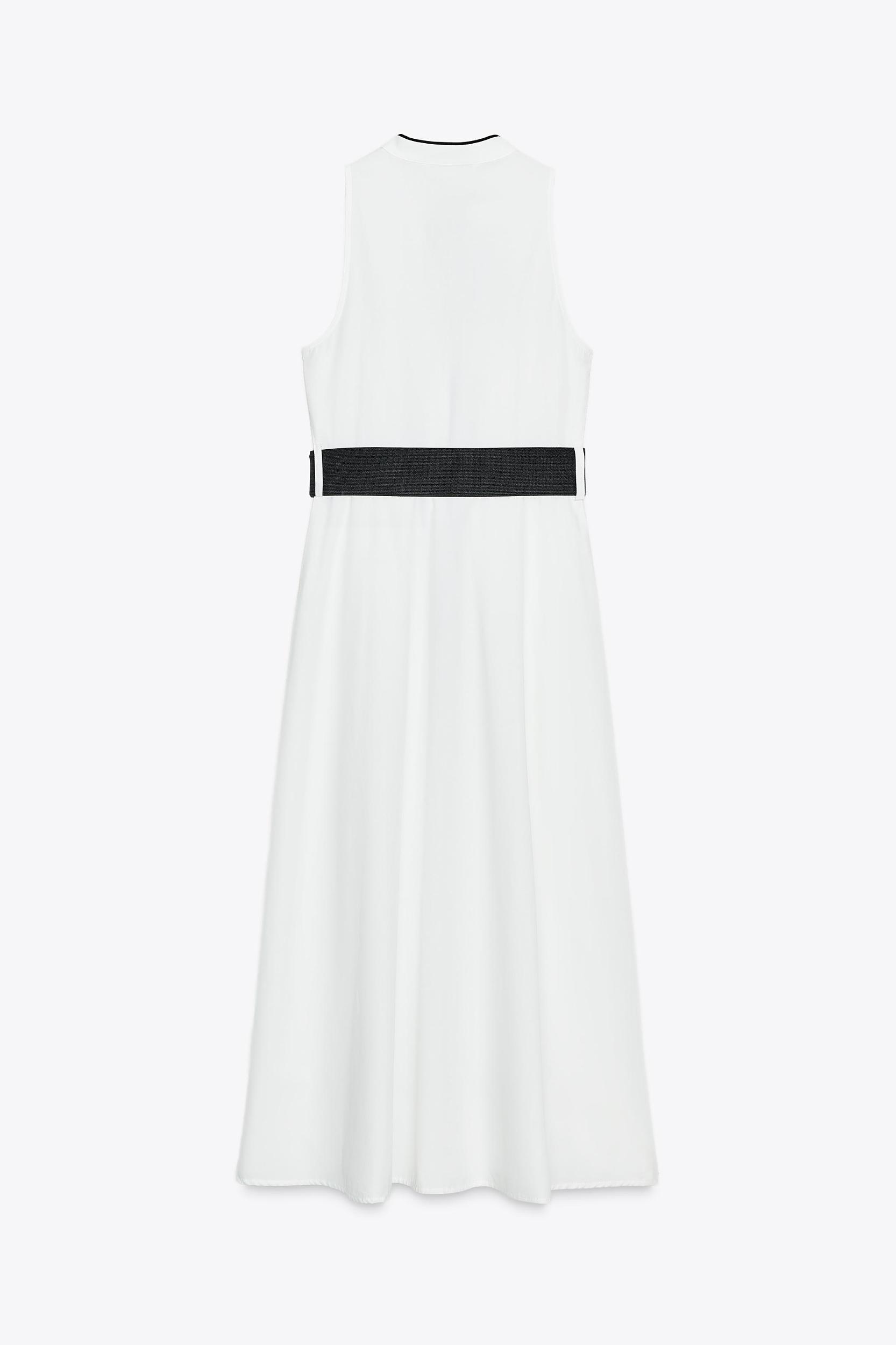CONTRAST TRIM POPLIN MIDI DRESS Product Image