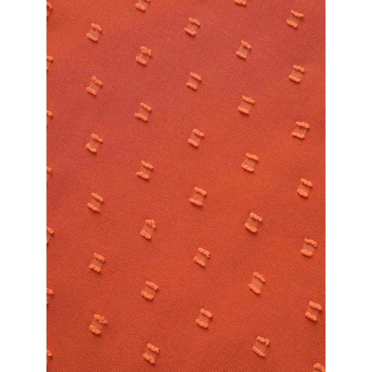 Plus Size OrangeRed Textured Round Neck Bell Sleeve Blouse Women Timeless Elbow-length sleeve Round Neck Elegant Blouses BloomChic 30/6X Product Image