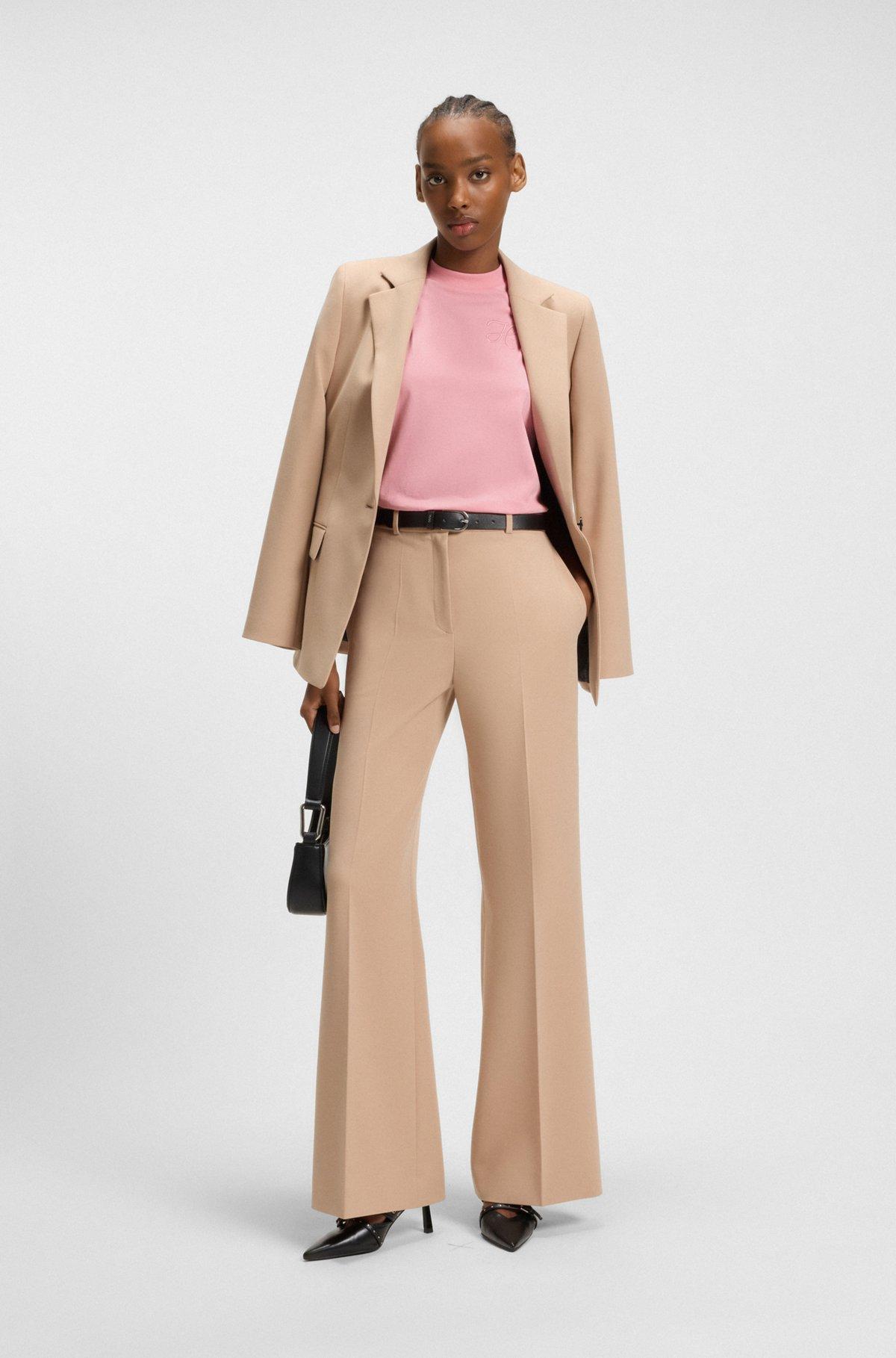 HUGO - Relaxed-fit T-shirt in cotton jersey with embroidered monogram - Pink Product Image