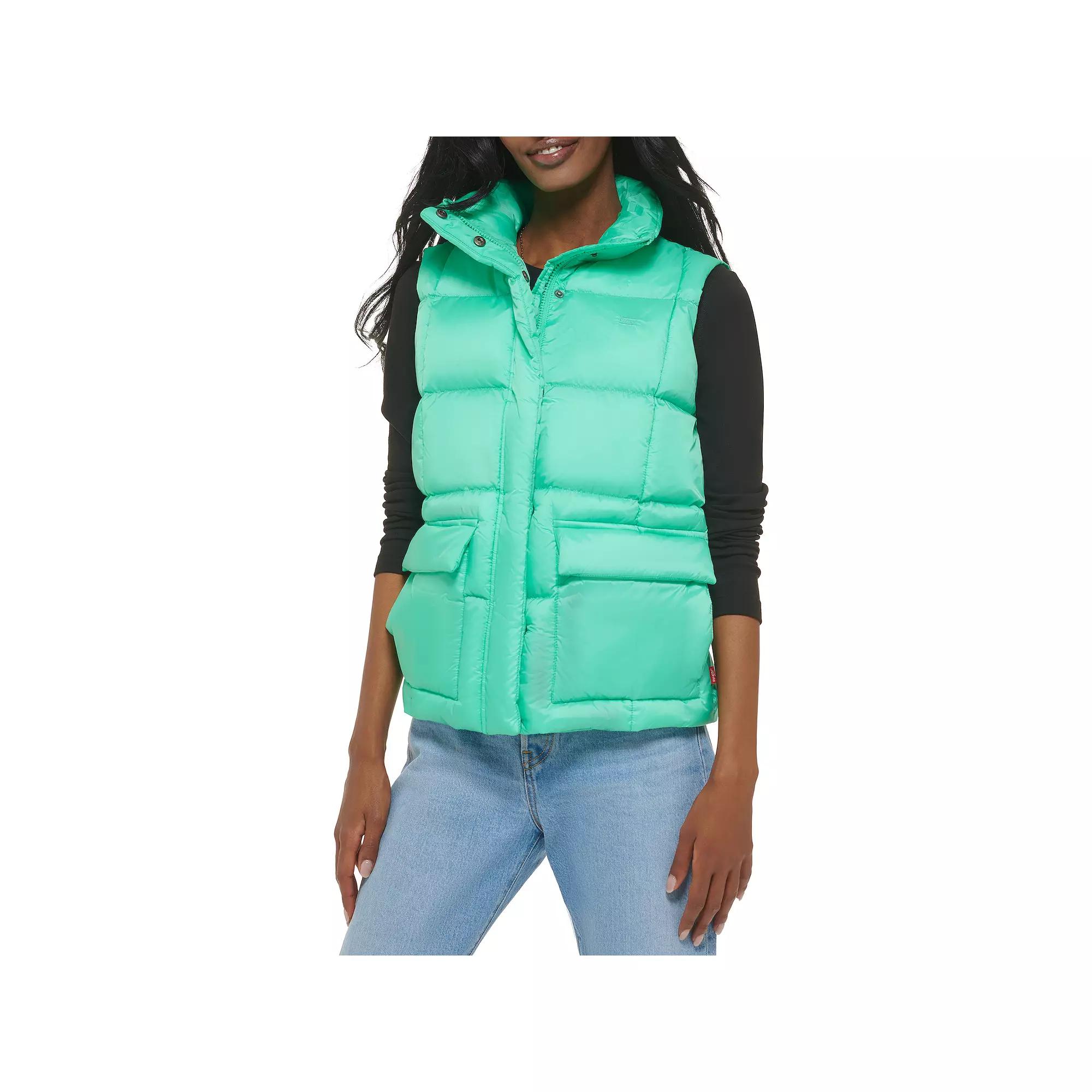 Women's Levi's® Box Quilted Puffer Vest, Size: Medium, Green Product Image
