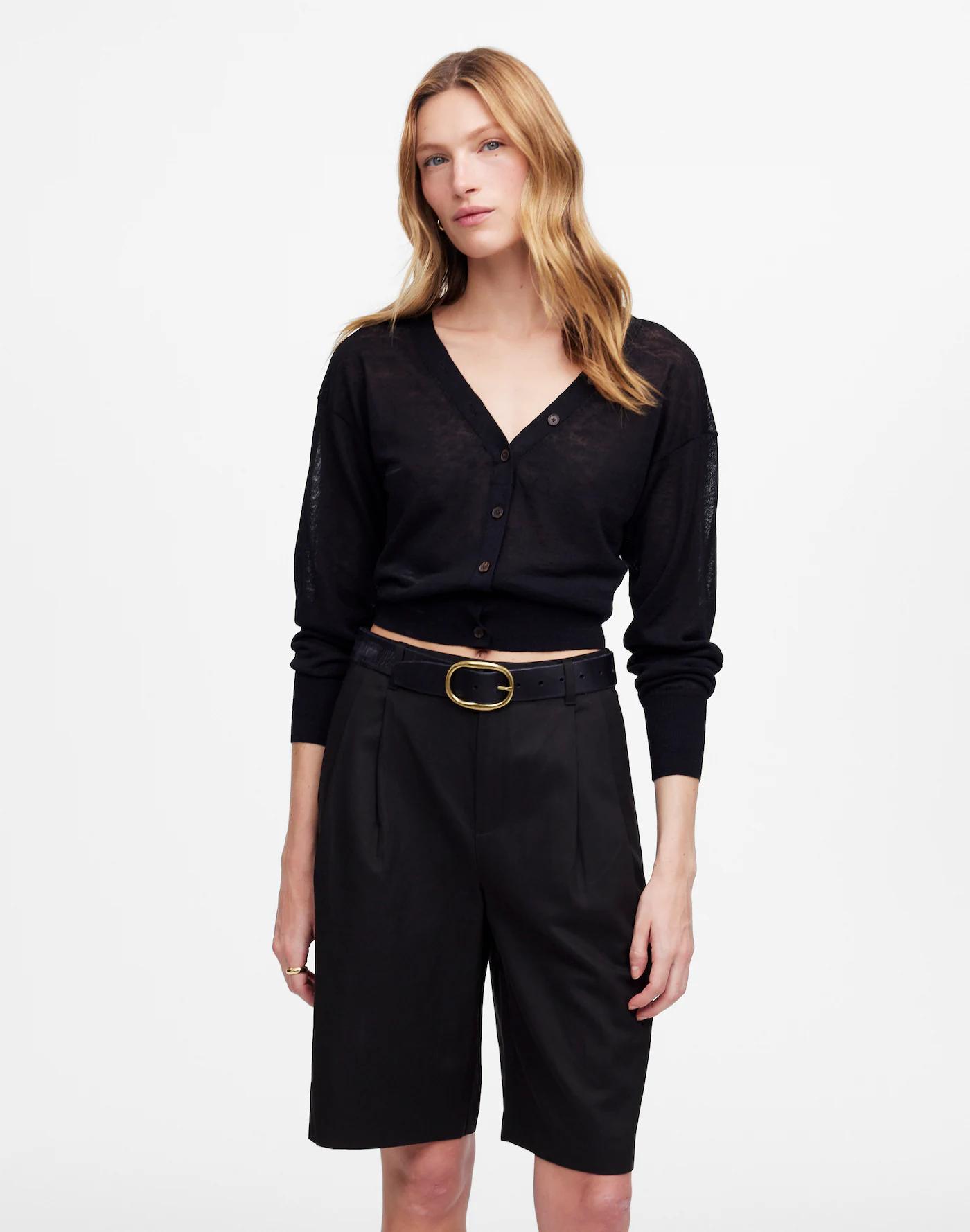 Relaxed Pleated Trouser Shorts in Drapey Twill Product Image