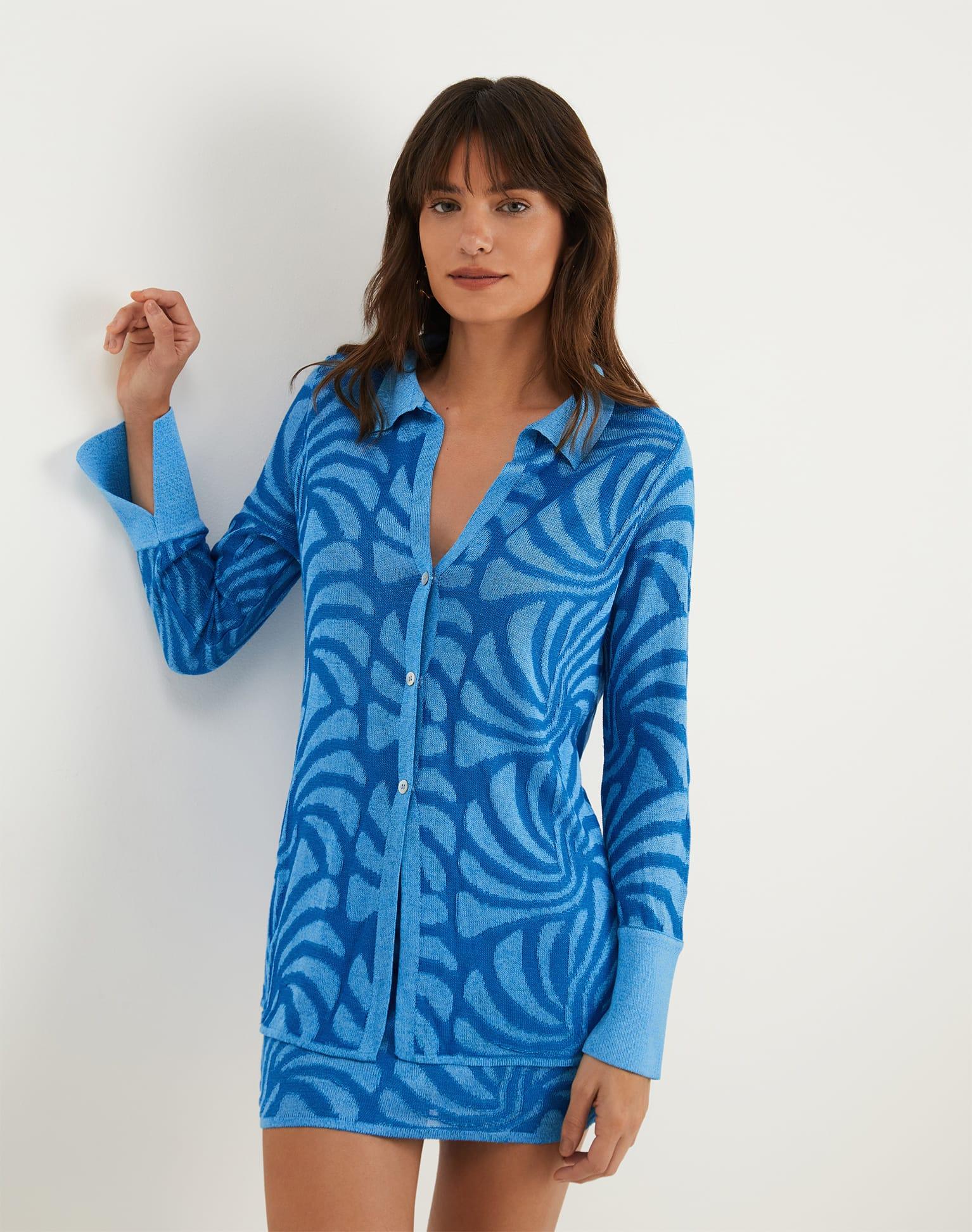 Jacquard Lara Blouse - Neptune Product Image