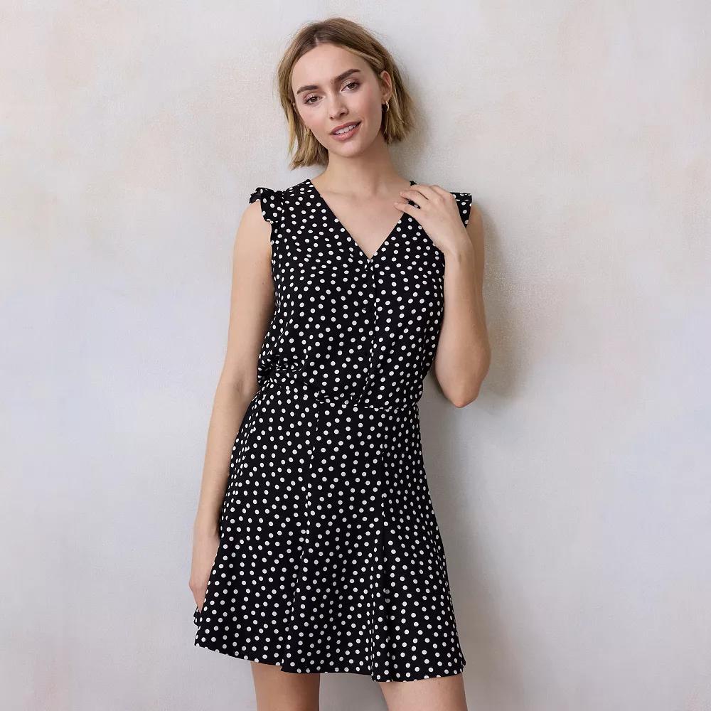 Women's LC Lauren Conrad Ruffle Shoulder V-Neck Tank,  Product Image