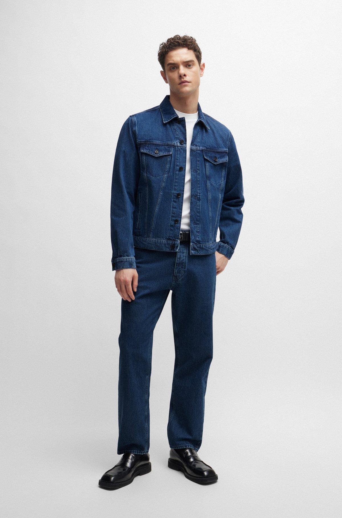 Regular-fit jacket in blue rigid denim Product Image