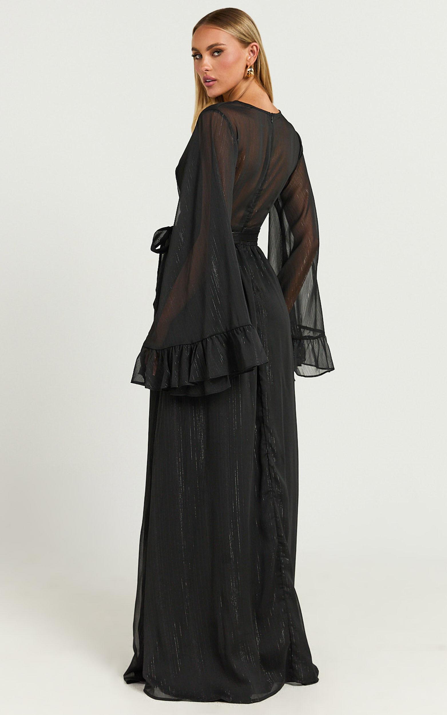 Dangerous Woman Maxi Dress - Plunge Thigh Split Dress in Black Product Image