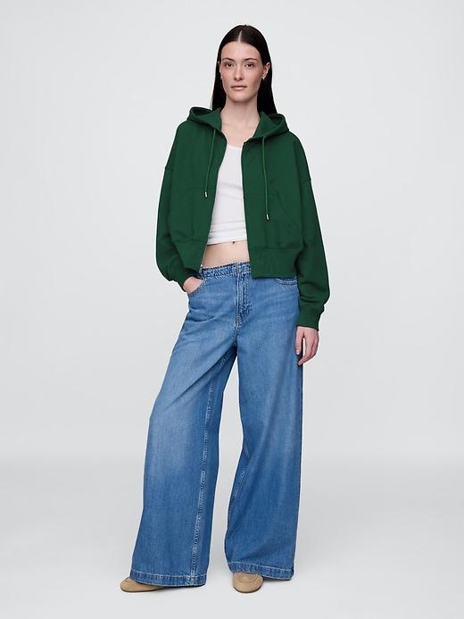 French Terry Oversized Zip Wedge Hoodie Product Image