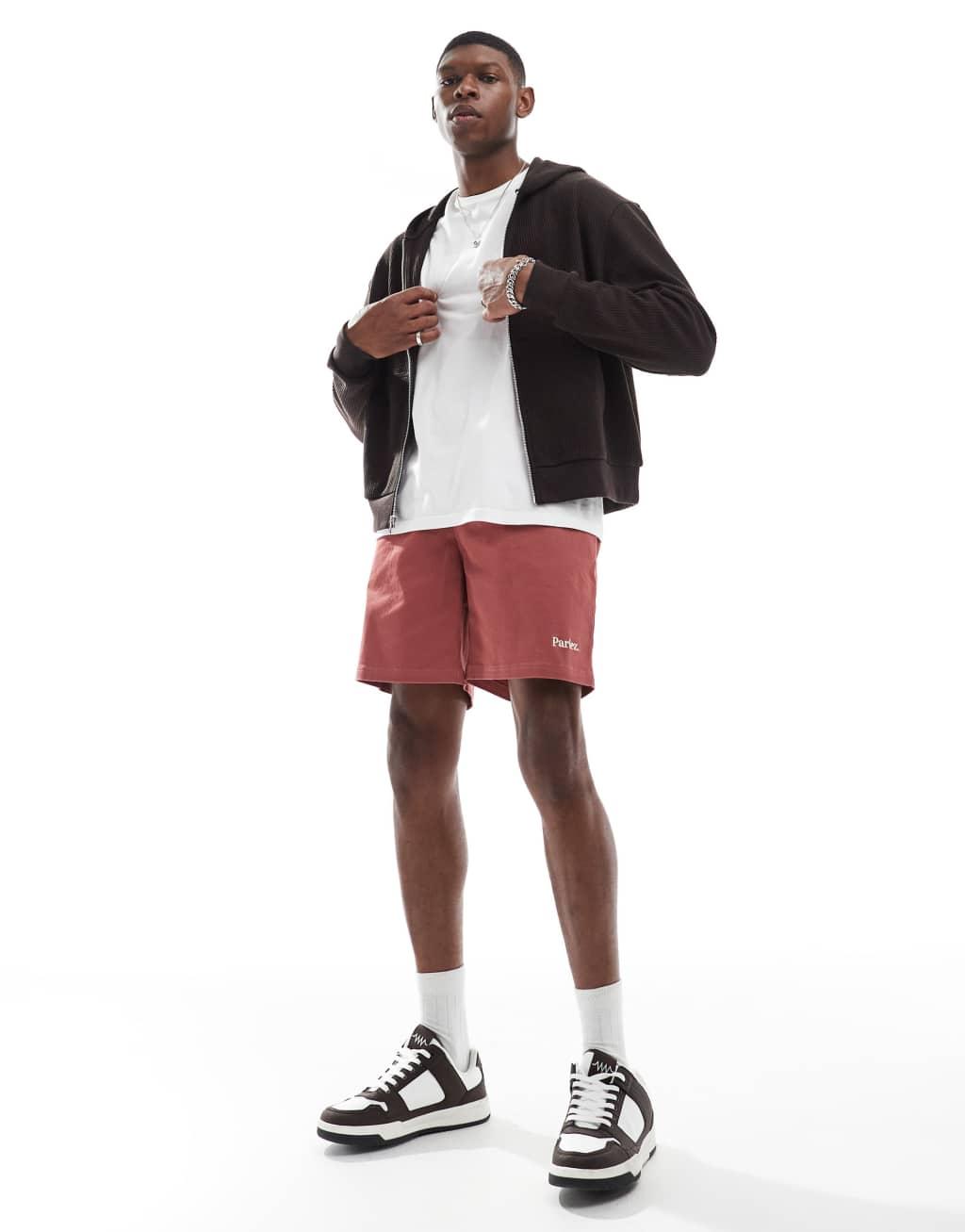 Parlez Wilmot drawstring logo shorts in rust Product Image