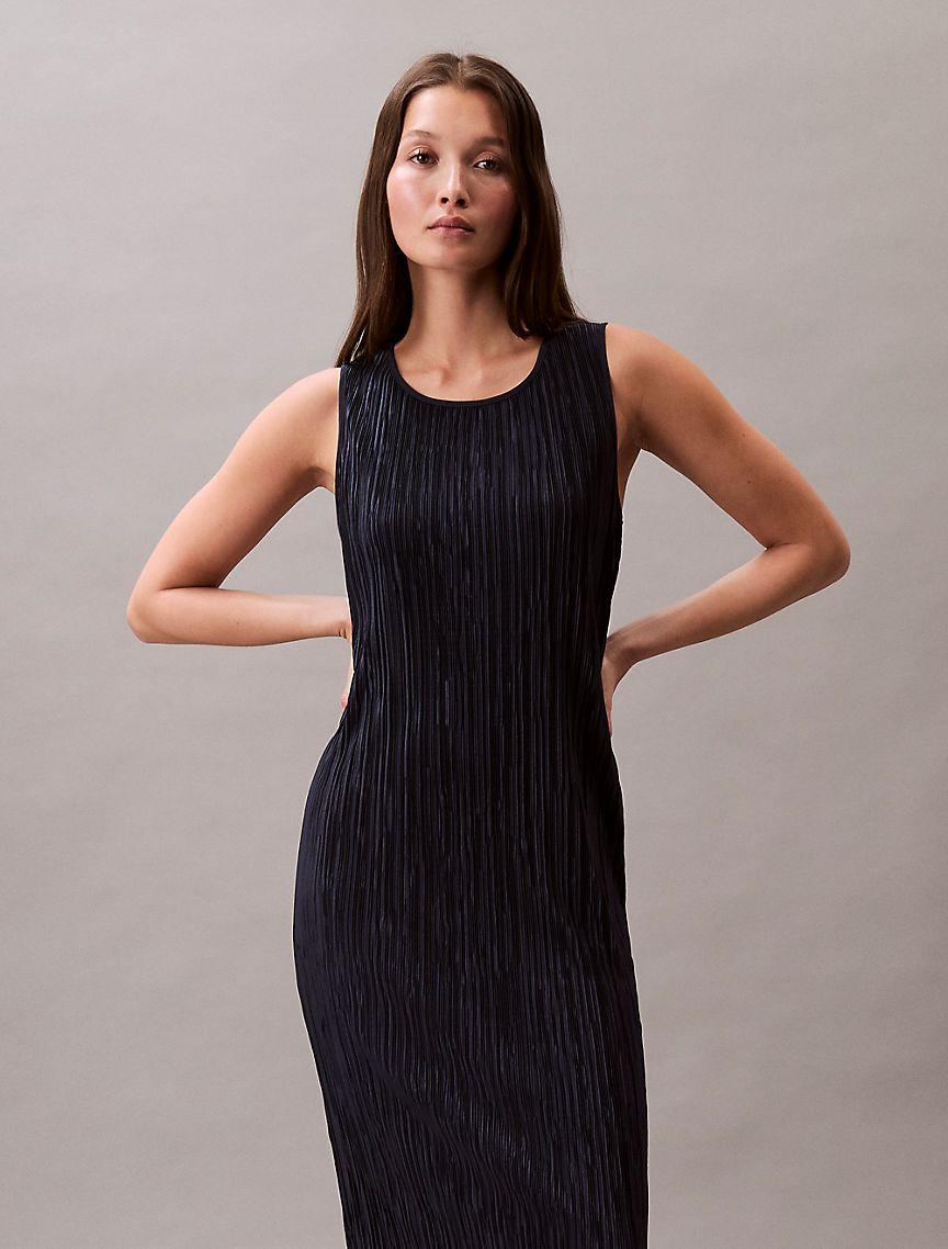 Plisse Sleeveless Midi Dress Product Image