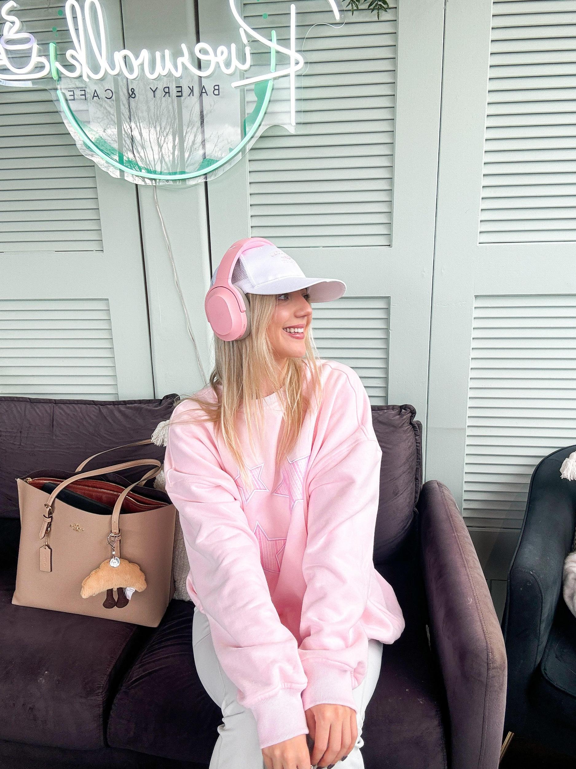 Light Pink Star Lux Striped Sweatshirt Product Image