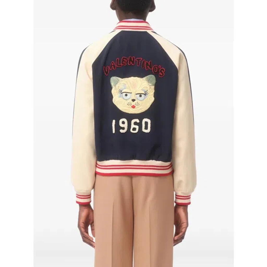VALENTINO La Chat De La Maison Wool Bomber Jacket In Black Product Image