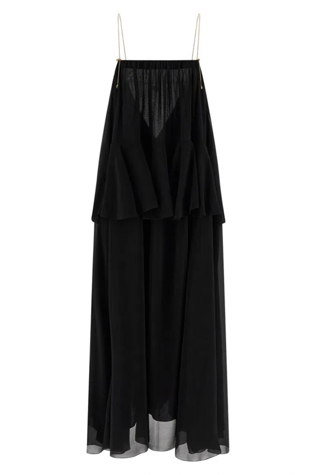CHLOÉ Open-back Embellished Tiered Silk-georgette Maxi Dress In Black Product Image