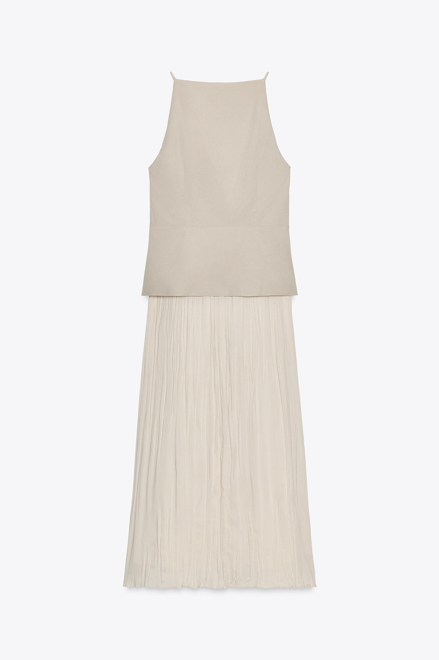 PLEATED SKIRT MIDI WAISTCOAT DRESS Product Image