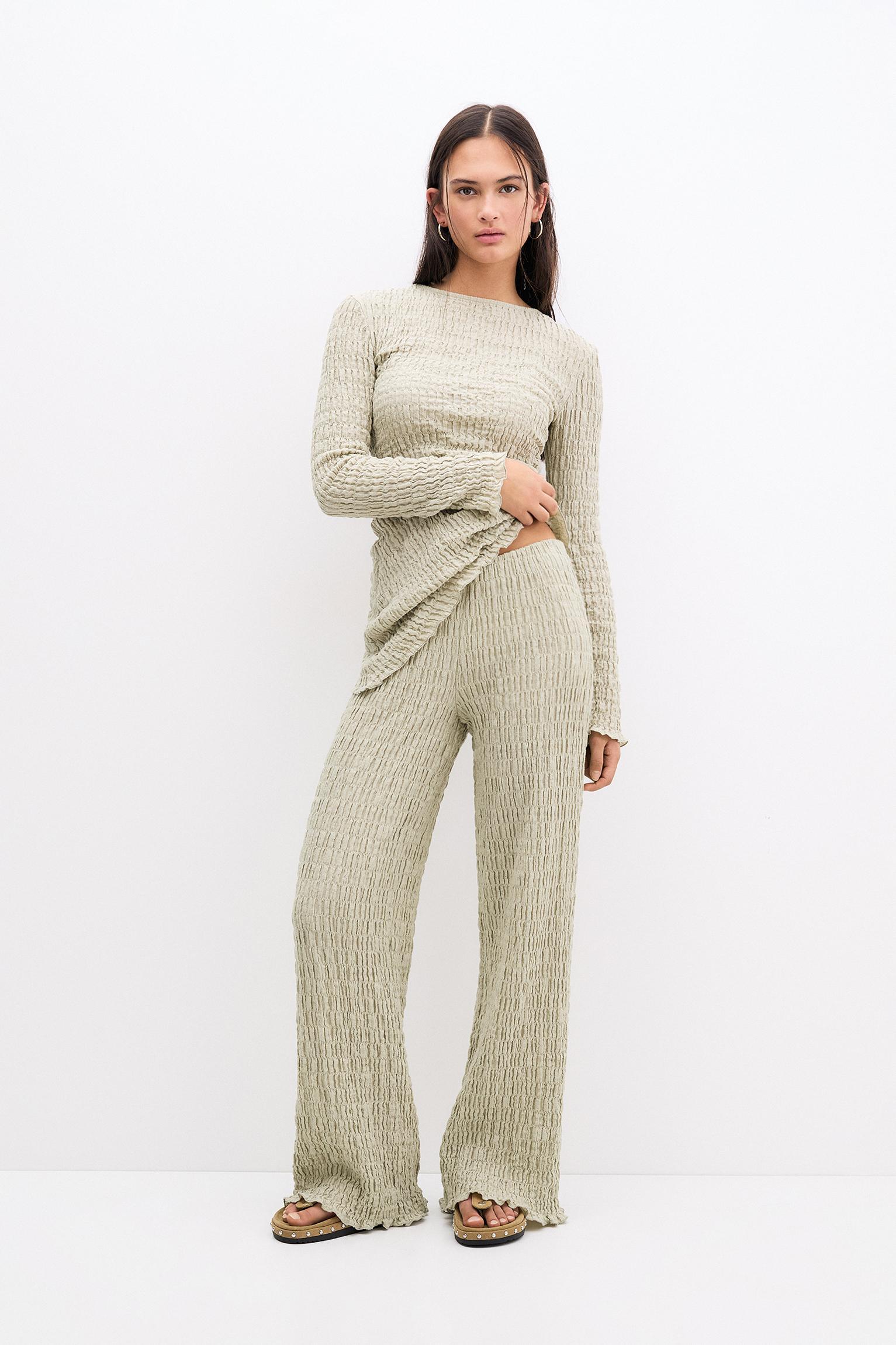 Wide leg pants in creased fabric Product Image