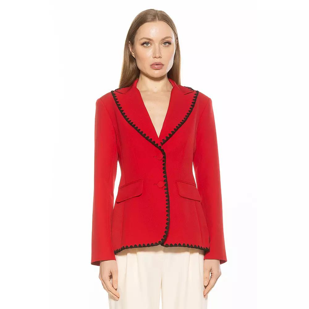 Women's ALEXIA ADMOR Jessilyn Long Sleeve Embroidery Trimmed Blazer,  Product Image