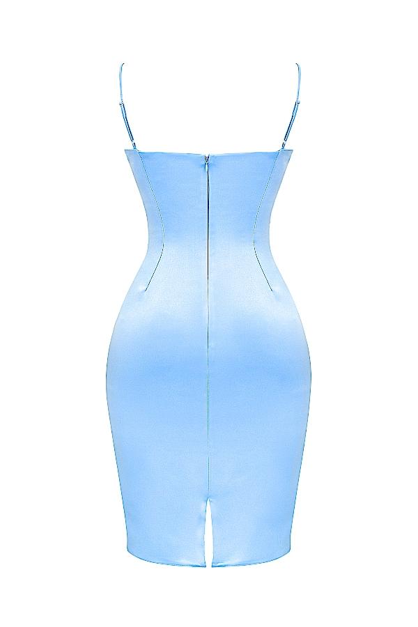 Jamiah  soft blue satin midi dress Product Image