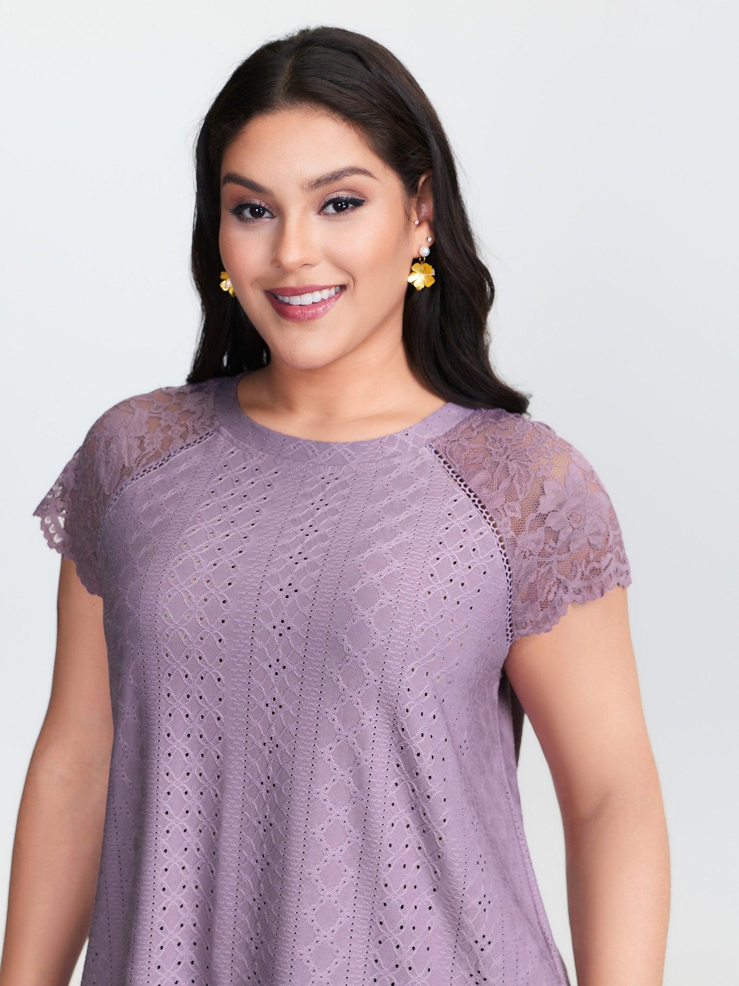 Lace Trim Back-Tie T-Shirt Female Product Image