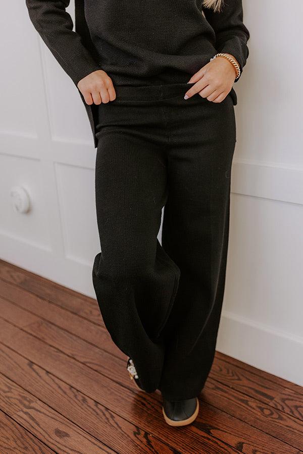 Small Town Bistro High Waist Knit Pants in Black Product Image