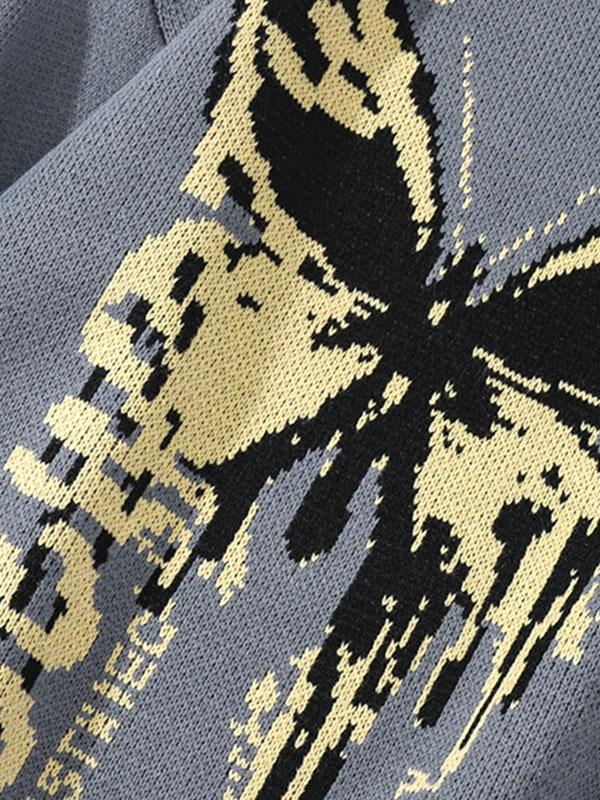 Oversized Butterfly Jacquard Sweater Product Image