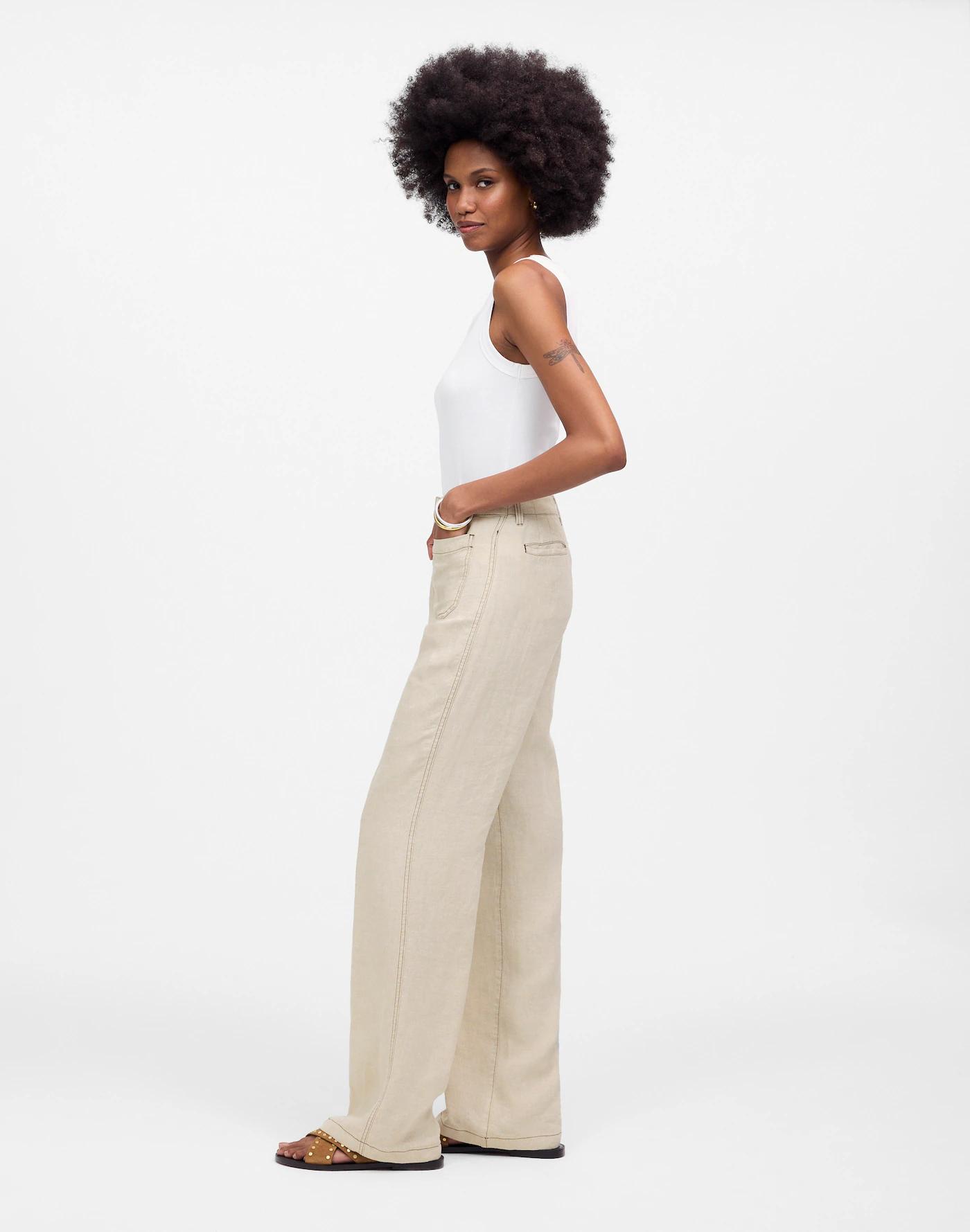 Patch Pocket Flare Pant in 100% Linen Product Image