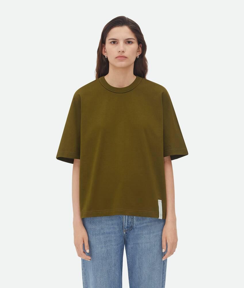 Women's Pima Cotton Jersey T-Shirt in Olive oil Product Image