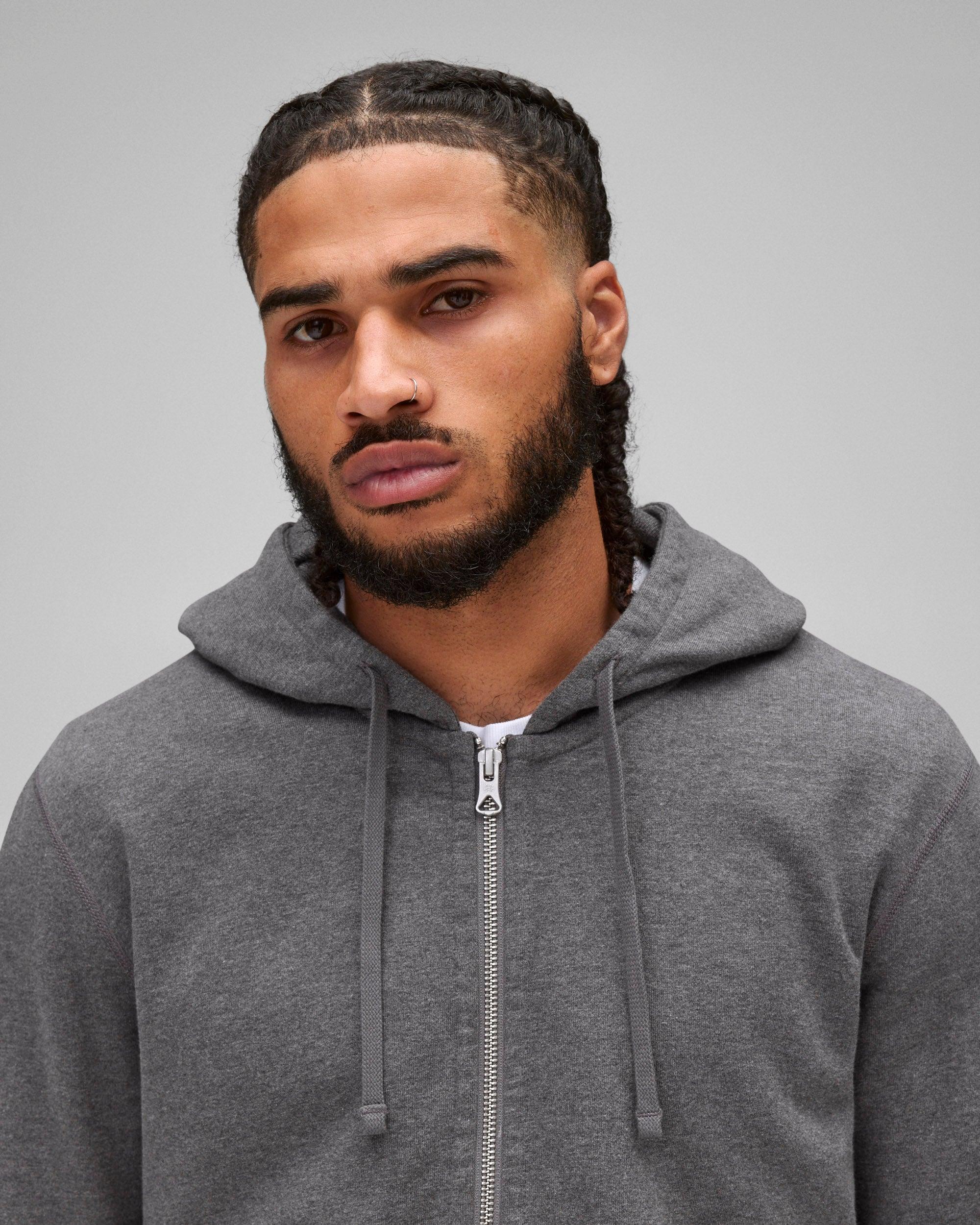 Midweight Terry Slim Zip Hoodie Male Product Image