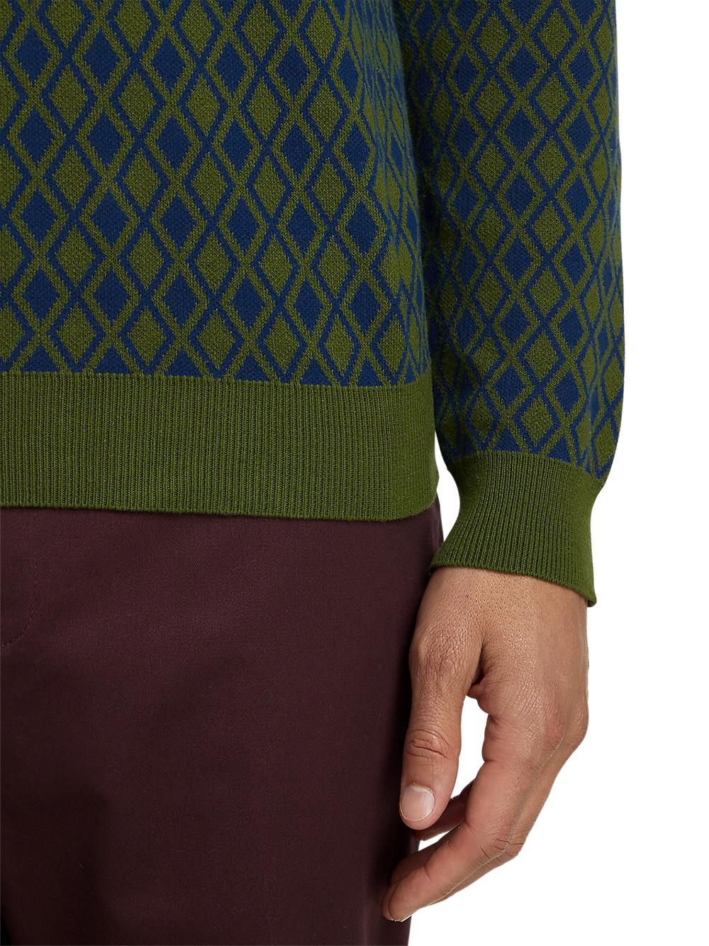 Cotton Quarter Zip Mock Neck Sweater - Olive Product Image
