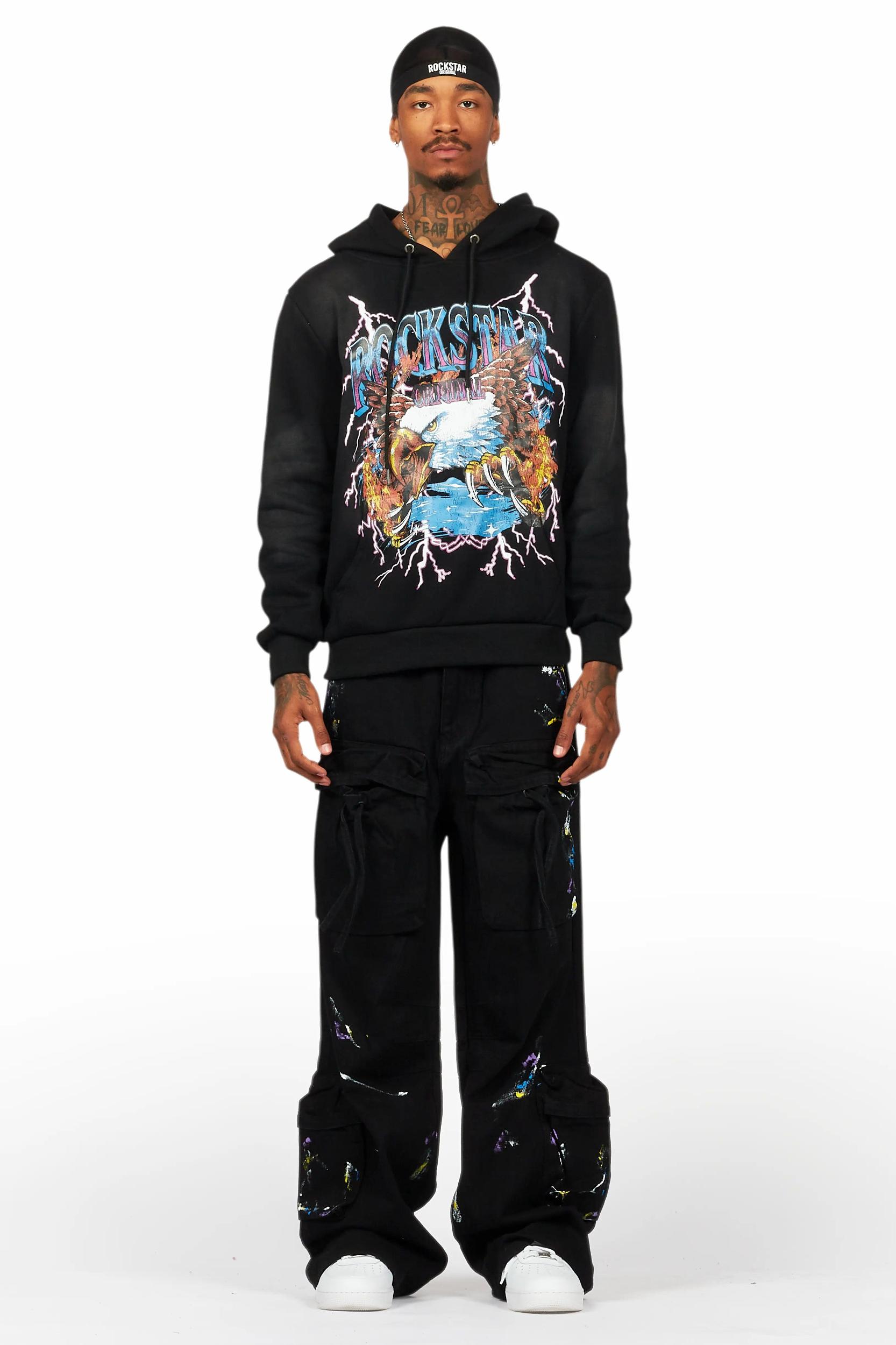 Darken Black Hoodie/Baggy Fit Cargo Jean Set Male Product Image