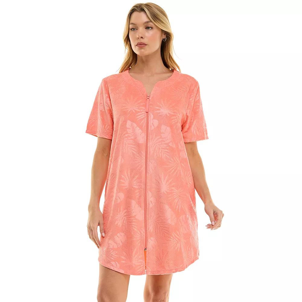 Women's Croft & Barrow® Embossed Honey Knit Terry Zip Robe,  Product Image