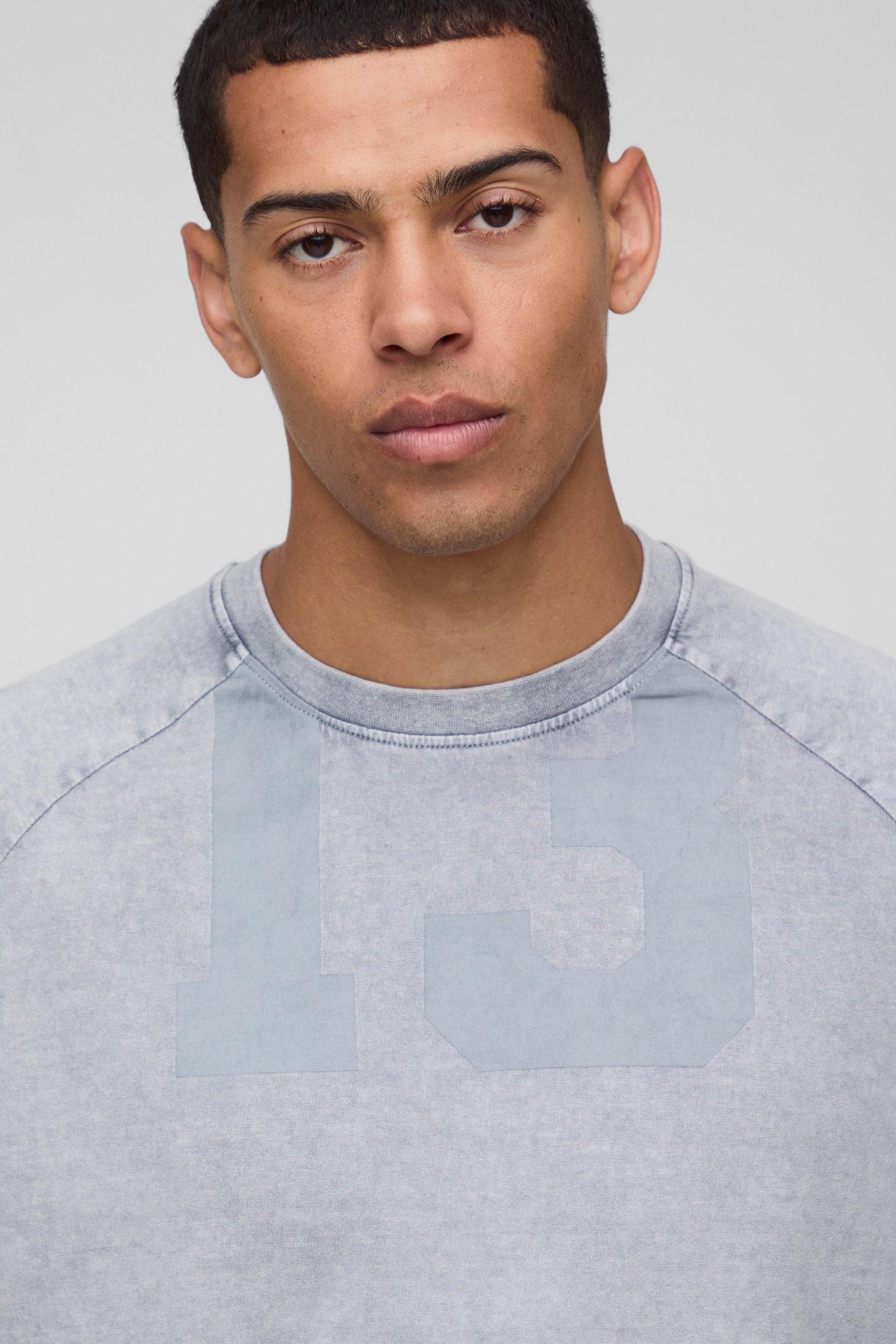 Oversized Boxy Varsity Washed T-Shirt & Short Set | boohooMAN USA Product Image