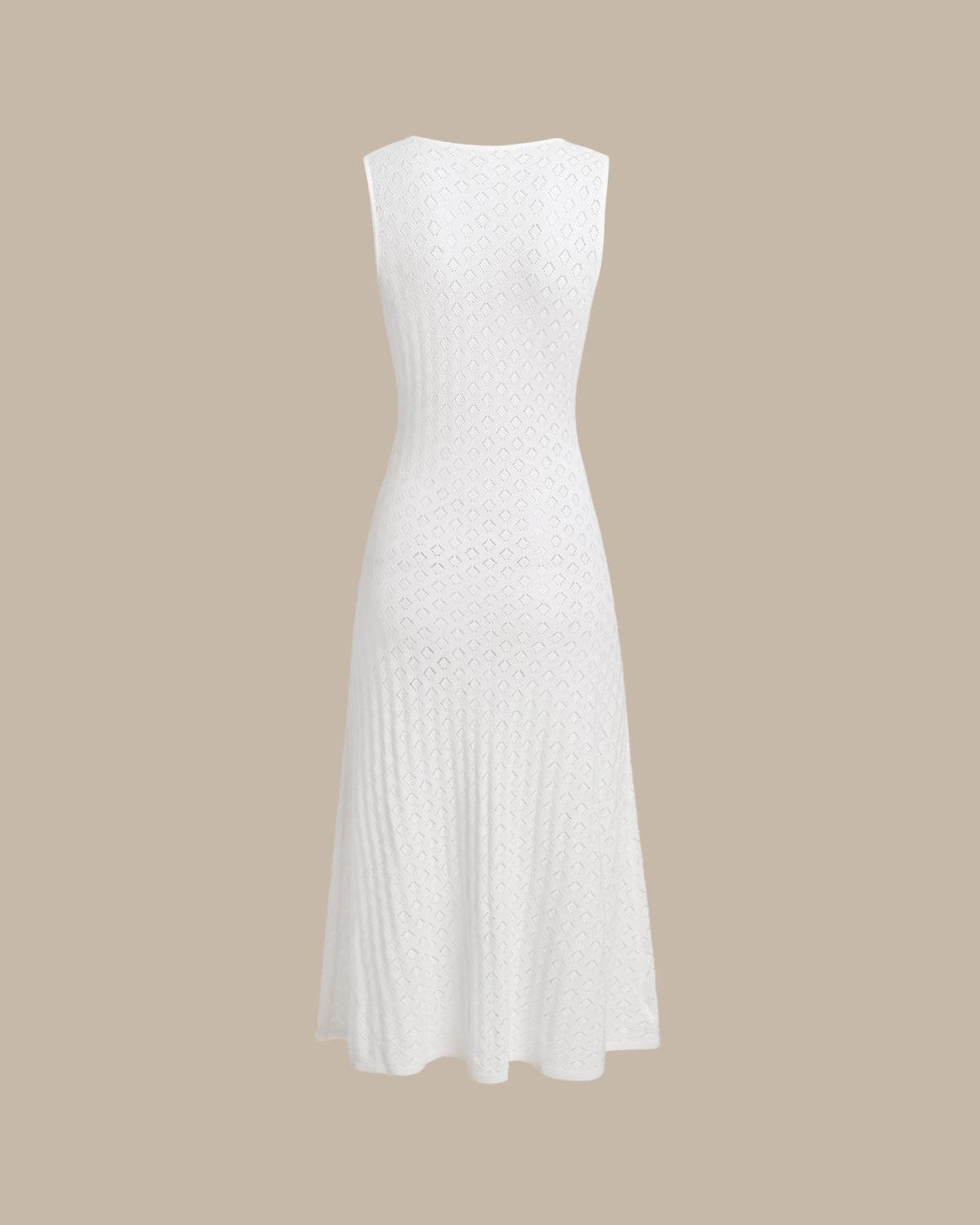 Beige Sleeveless Pleated Midi Dress Product Image
