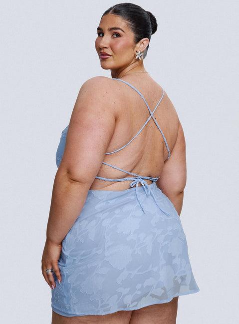 Celena Mini Dress Light Blue Burnout Curve Product Image