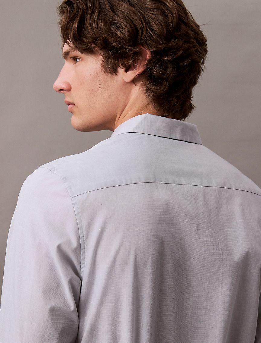 Calvin Klein Mens Slim Stretch Button-Down Shirt - Grey Product Image