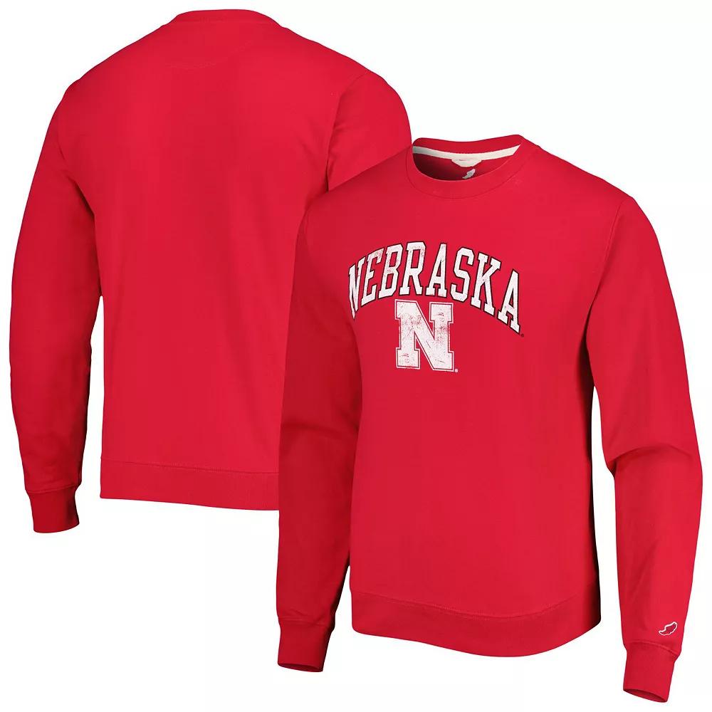 Men's League Collegiate Wear Scarlet Nebraska Huskers 1965 Arch Essential Lightweight Pullover Sweatshirt,  Product Image