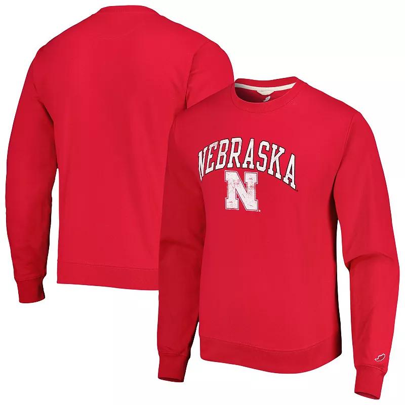 Men's League Collegiate Wear Scarlet Nebraska Huskers 1965 Arch Essential Lightweight Pullover Sweatshirt,  Product Image